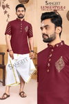 Sangeet Lungi Style 2 Slub Cotton Gold Printed Surat Mens Shirts Wholesale Market